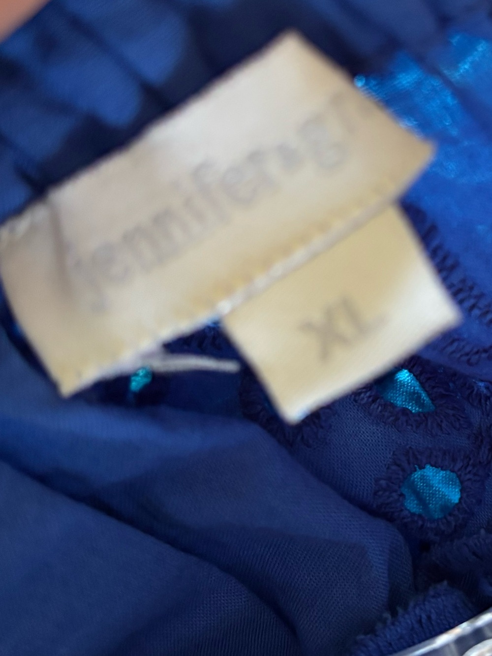 JENNIFER & GRACE blue eyelet FLUTTER SLEEVE embroidered top SIZE XL - Picture 3 of 4